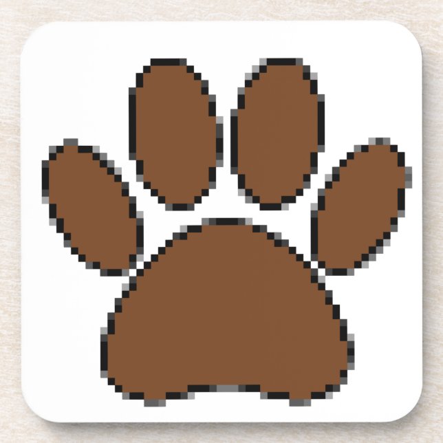 Pixel Dog Paw Print Coaster (Front)