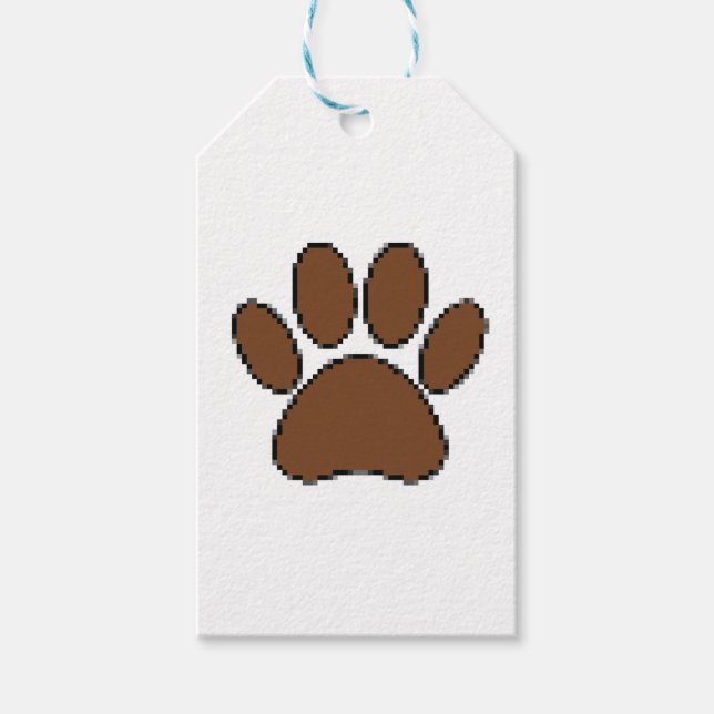 Pixel Dog Paw Print Gift Tags (Front)