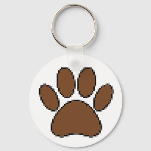 Pixel Dog Paw Print Key Ring