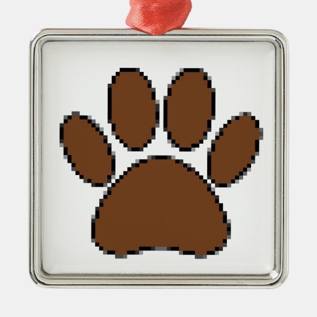 Pixel Dog Paw Print Metal Tree Decoration (Front)
