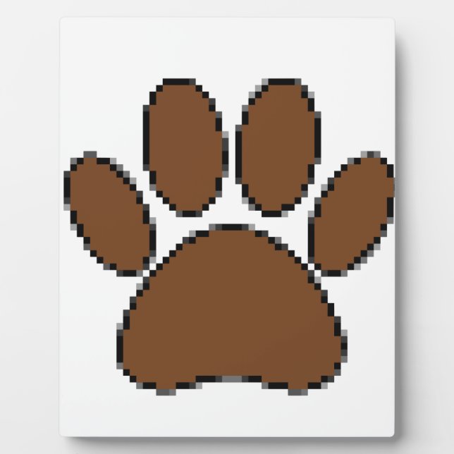 Pixel Dog Paw Print Plaque (Front)