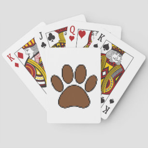 Pixel Dog Paw Print Playing Cards