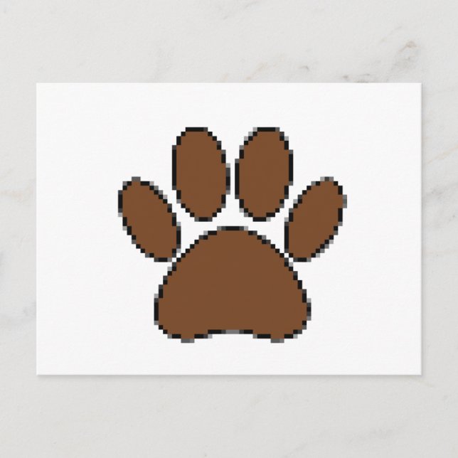 Pixel Dog Paw Print Postcard (Front)