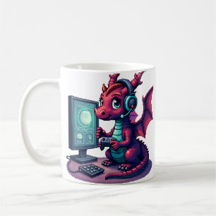 Pixel Dragon Gamer Sticker Retro Gaming Nostalgia Coffee Mug