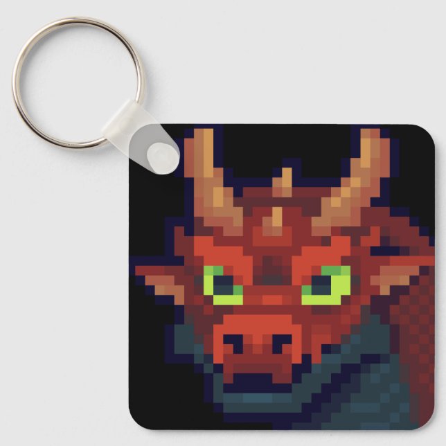 Pixel dragon key hanger ring (Front)