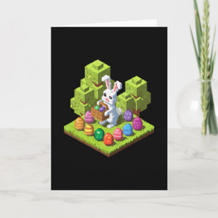 Pixel Easter Bunny Video Gamer Egg Hunting Fun Boy Card