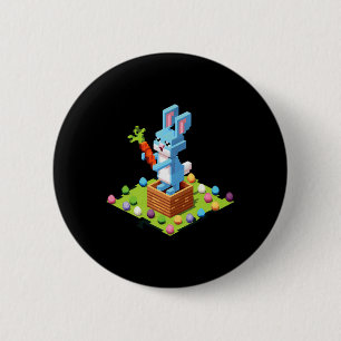 Pixel Easter Bunny Video Gamer Egg Hunting Funny B 6 Cm Round Badge