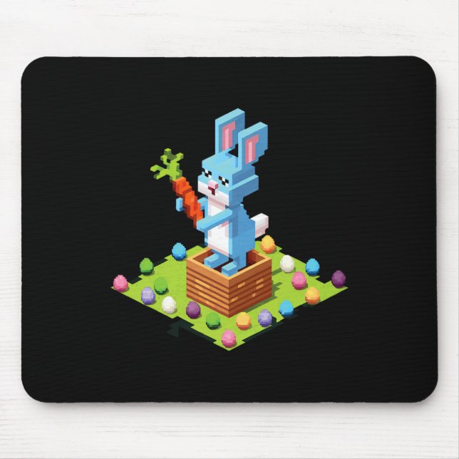 Pixel Easter Bunny Video Gamer Egg Hunting Funny B Mouse Pad (Front)