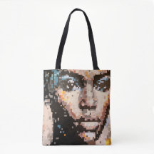 Pixel face design abstract feminine portrait