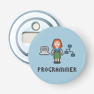 Pixel Female Programmer Bottle Opener