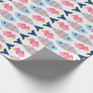 Pixel Fish and Hearts Pattern Wrapping Paper