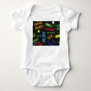 Pixel Game Style: Abstract Seamless. Baby Bodysuit