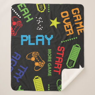 Pixel Game Style: Abstract Seamless. Sherpa Blanket