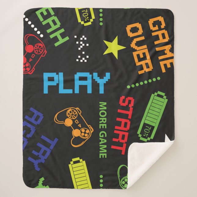 Pixel Game Style: Abstract Seamless. Sherpa Blanket (Front)
