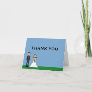 Pixel Gamer Bride & Groom Wedding Thank You Cards