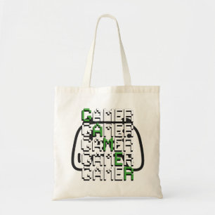 Pixel Gamer Gaming Typography Retro Tote Bag