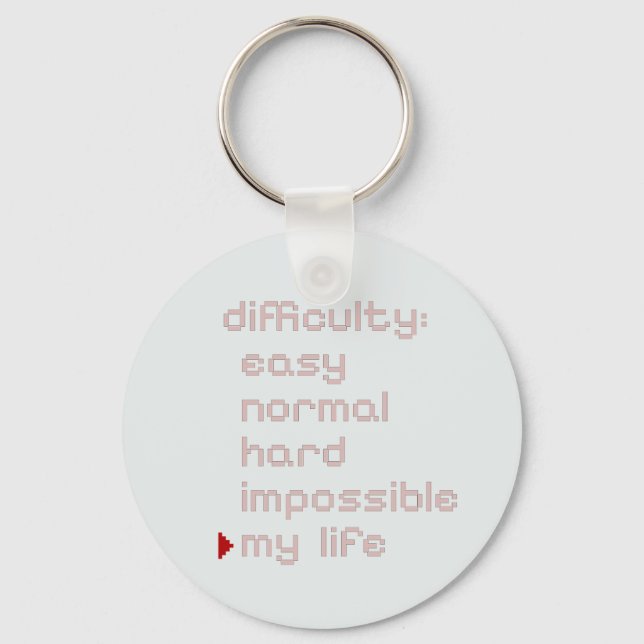 Pixel Gamer Humour Silhouette Keychain (Front)