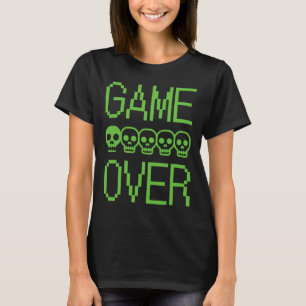 Pixel Gamer Skull Game Over Retro Video Game Arcad T-Shirt