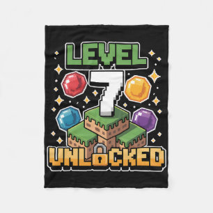 Pixel Gaming 7 Year Old Video Game 7th Birthday Bo Fleece Blanket