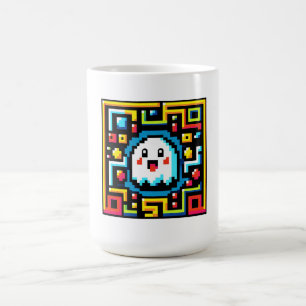 Pixel Ghost Maze - Retro Arcade-Inspired Gaming Coffee Mug