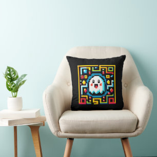 Pixel Ghost Maze - Retro Arcade-Inspired Gaming Cushion