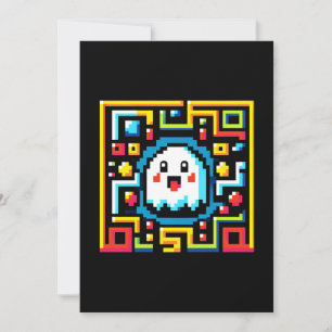 Pixel Ghost Maze - Retro Arcade-Inspired Gaming Holiday Card