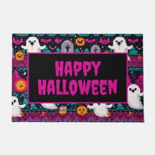 Pixel Ghosts Halloween Sweater Pattern Doormat