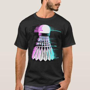 Pixel Glitch Art Badminton Shuttlecock T-Shirt