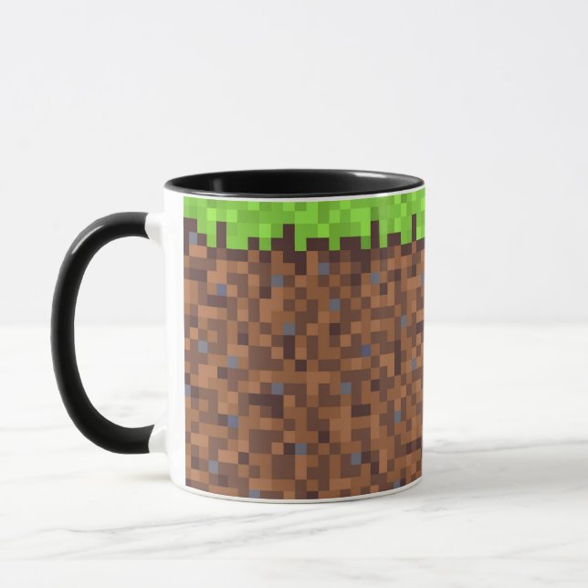 Pixel grass gamer birthday  mug (Left)