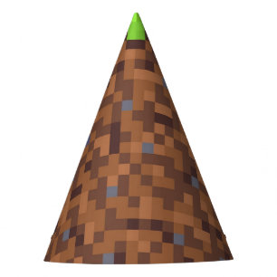 Pixel grass gamer birthday  party hat