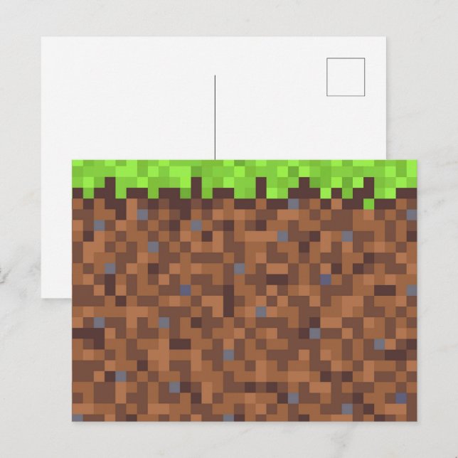 Pixel grass gamer birthday  postcard (Front/Back)