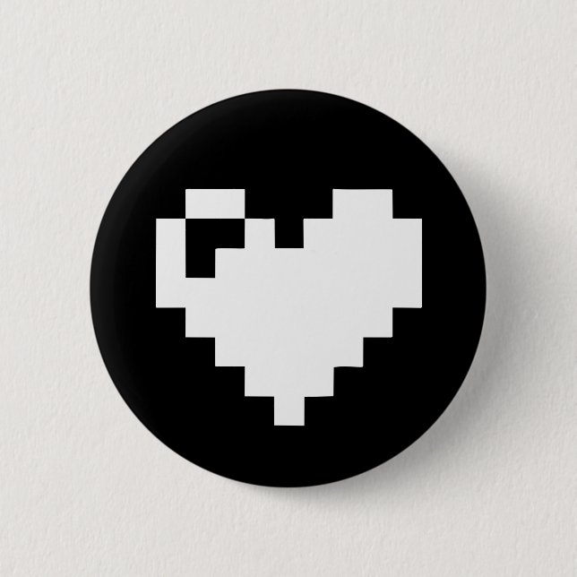 Pixel Heart 6 Cm Round Badge (Front)