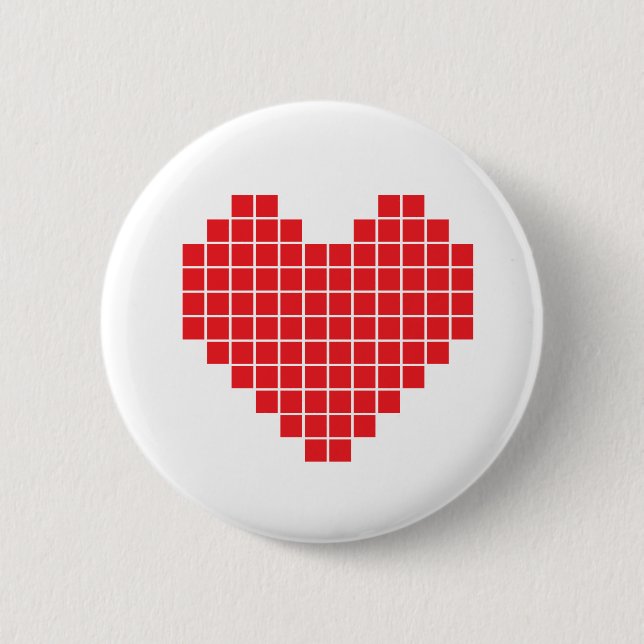 Pixel Heart 6 Cm Round Badge (Front)