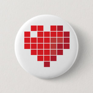 Pixel Heart 6 Cm Round Badge