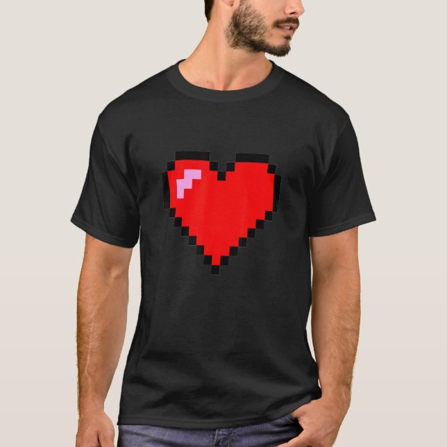 Pixel Heart 8 Bit Graphic Design T-Shirt (Front)