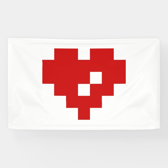 Pixel Heart 8 Bit Love Banner (Horizontal)
