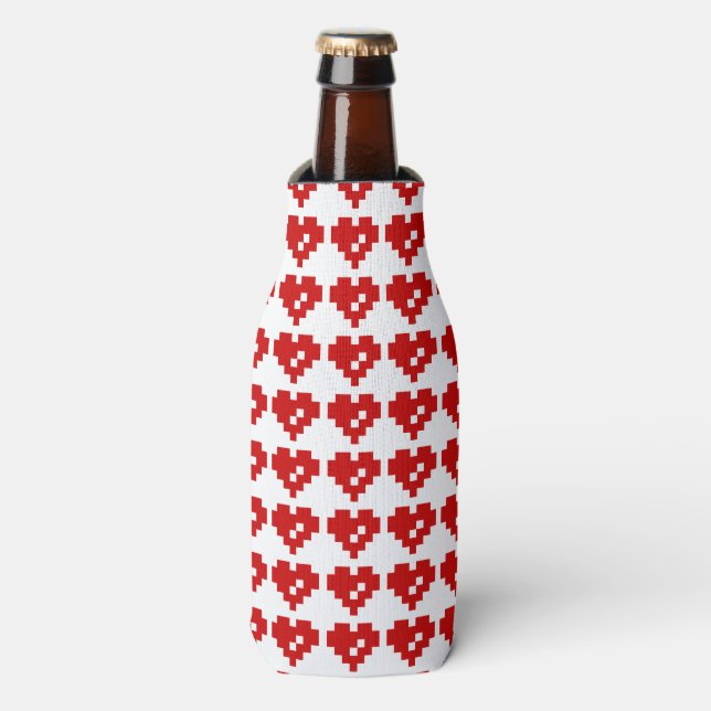 Pixel Heart 8 Bit Love Bottle Cooler (Bottle Front)
