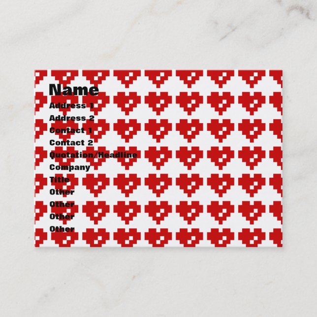 Pixel Heart 8 Bit Love Business Card (Front)