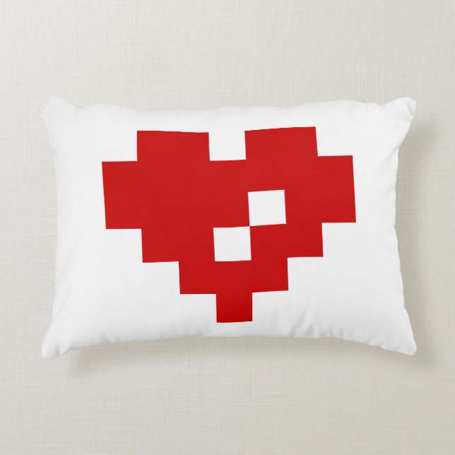 Pixel Heart 8 Bit Love Decorative Cushion (Front)