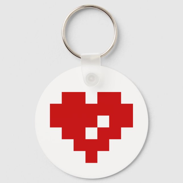 Pixel Heart 8 Bit Love Key Ring (Front)