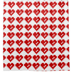Pixel Heart 8 Bit Love Shower Curtain