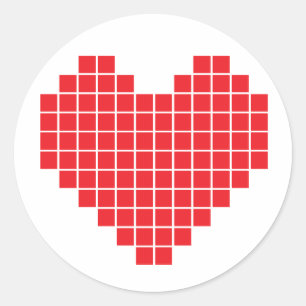 Pixel Heart Classic Round Sticker