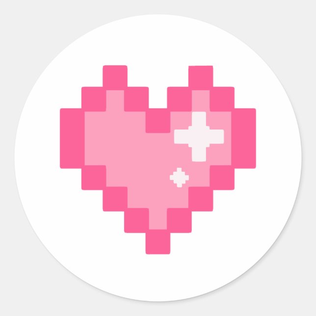 Pixel heart classic round sticker (Front)