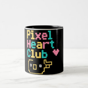 Pixel Heart Club: Retro Love Pixel Art for Gamers  Two-Tone Coffee Mug