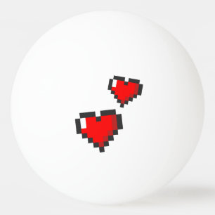 Pixel Heart Pattern Ping Pong Ball