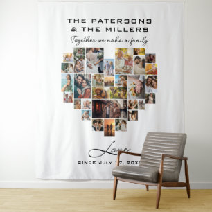 Pixel Heart Photo Collage Family Anniversary Tapestry