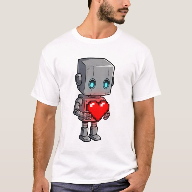Pixel Heart Robot T-Shirt (Front)