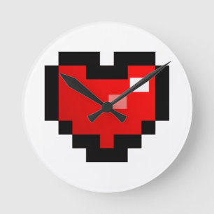 PIXEL HEART ROUND CLOCK