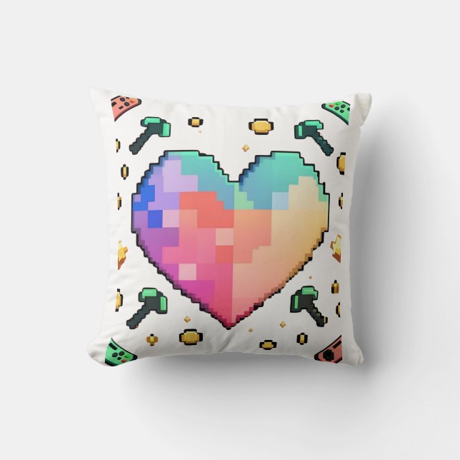 Pixel Heart T-Shirt – Retro Love, Modern Vibes Cushion (Front)