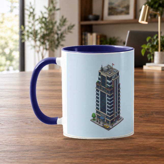 Pixel Hotel Tower Navy Blue Combo Mug (Creator Uploaded)